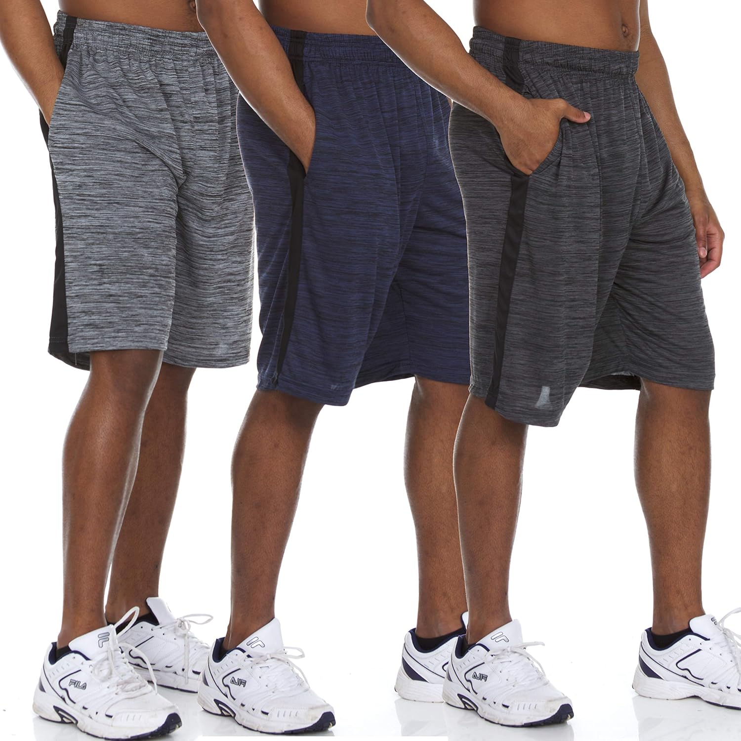 Essential Elements 3 Pack: Mens Quick Dry Active Performance Athletic Cationic Basketball Shorts with Pockets at  Men’s Clothing store