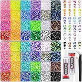 2 Boxes 3+4/5mm Jelly Rhinestones for Bedazzling, 22000Pcs Multicolor Flatback Resin Gems for Crafting, Bedazzler Kit with 2Pcs 10ml B7000 Jewelry Glue for DIY Crafts Book Fabric Decor Nail Art