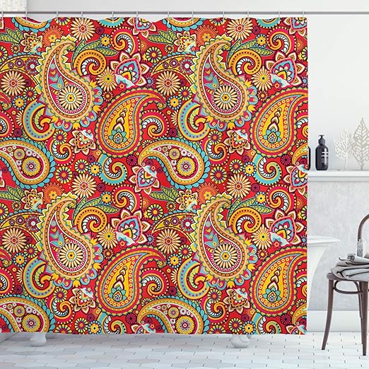 Amazon Com Lunarable Paisley Shower Curtain Oriental Paisley
