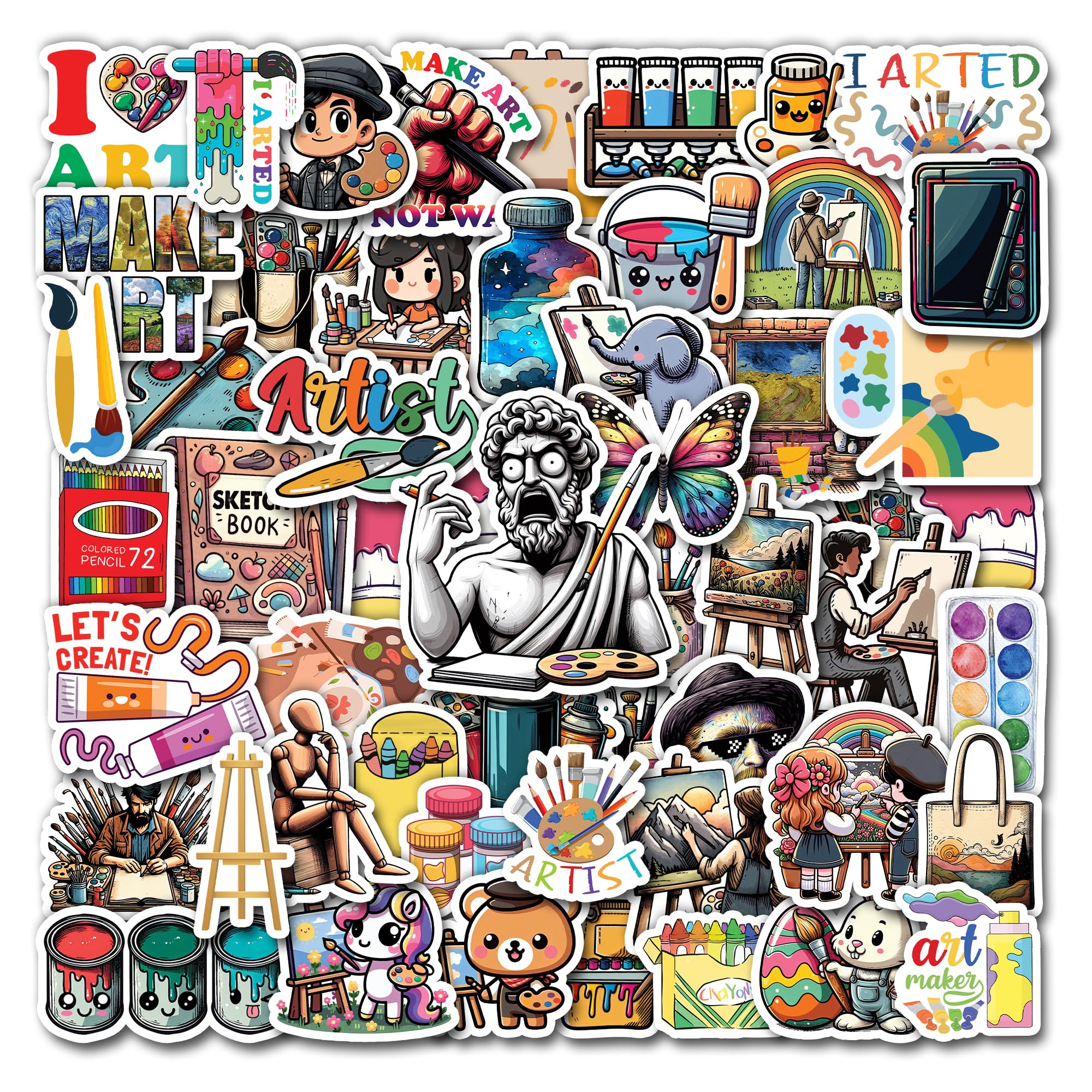 WESILY Pack 50 PCS Drawing Art Painting Stickers