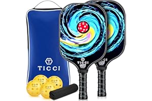 T TICCI Pickleball Paddles Set of 2, USAPA Approved Fiberglass Pickle Ball Paddles with 4 Pickleballs, Lightweight Rackets for Adults & Kids, Includes Carry Bag & Net Bag for Men, Women, Beginners,