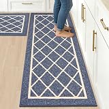 BEQHAUSE Kitchen Rugs Non-Slip 2 Pieces Navy Blue 50x76cm 50x122cm view 1