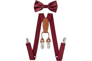 ZURLEFY Adjustable Baby Suspenders and Bow Tie Set for Boys, Bowtie and Elastic Suspenders with 4 Strong Metal Clips