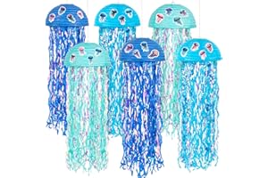 RENBUZHU Blue Hanging Jellyfish Paper Lanterns Decorations for Under-The-Sea/Mermaid/Luau/Hawaiian/Ocean/Birthday Party Decor Supplies