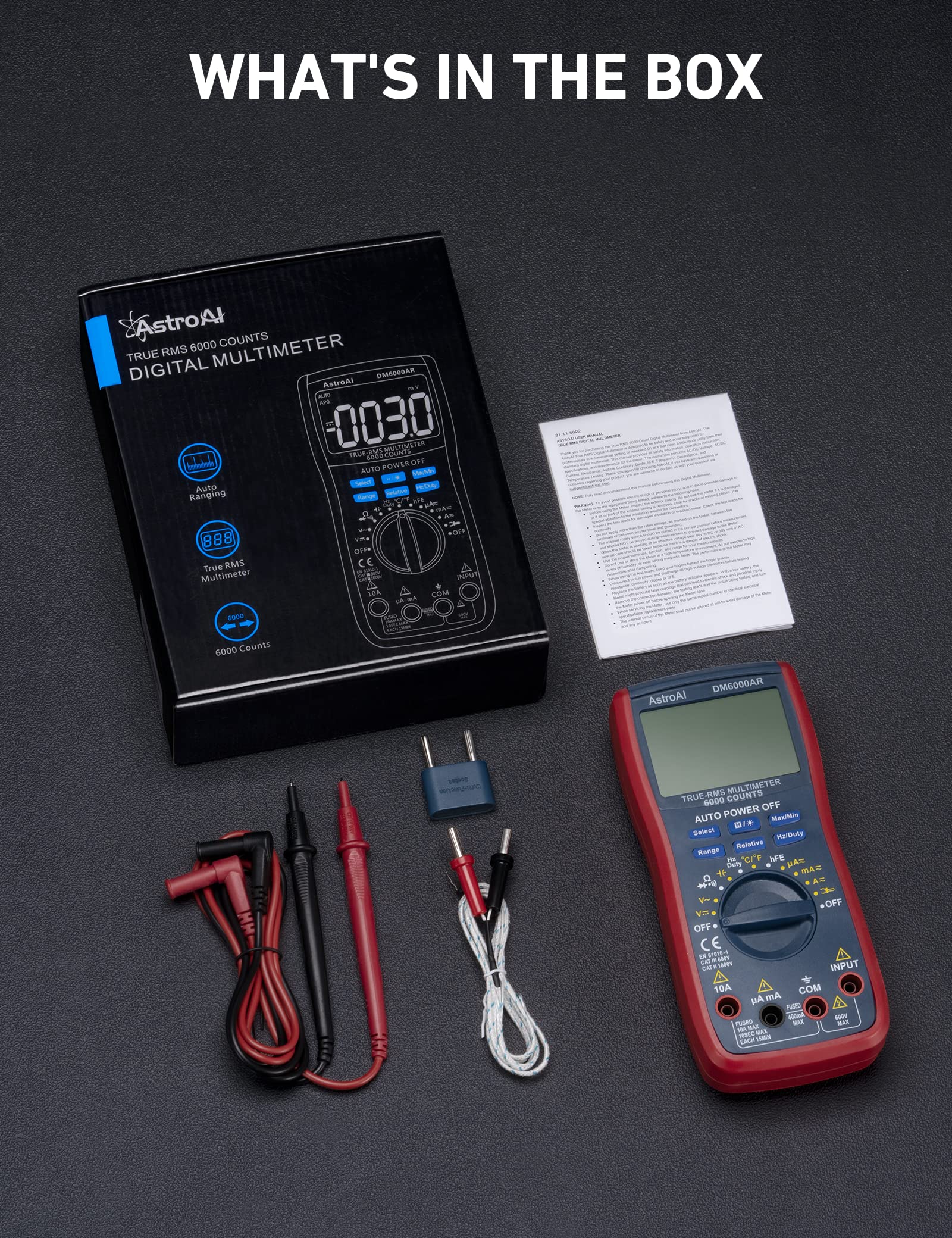 AstroAI Digital Multimeter And Analyzer TRMS 6000 Counts Volt Meter