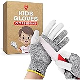 NoCry Kids Cut Resistant Gloves with 3 Reinforced Fingers - 100% Food Grade Kids Cooking Gloves with Level 5 Protection - Lightweight, Ambidextrous and Machine Washable Knife Gloves