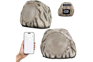 Homewell Solar Rock Speakers - Multi-Link up to 9 Units Total - Outdoor Waterproof Speakers Bluetooth Wireless - Weatherproof Landscape Speakers for Pool, Patio, Deck, Backyard, Garden - (2-Pack)