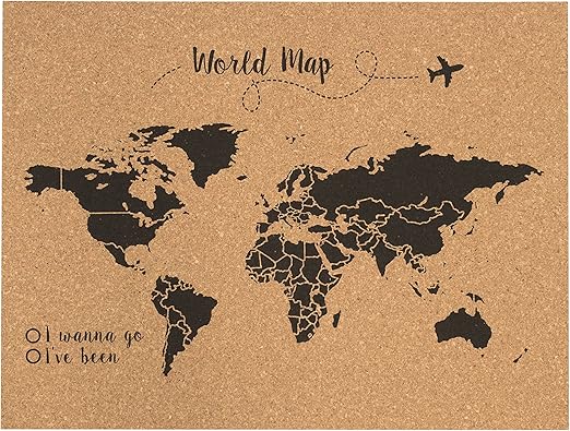 Decowood - Mapa Mundi de Corcho, Pequeño, para Marcar Tus Viajes ...