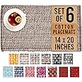 Urban Villa Set of 6 Placemats for Dining Table 100% Cotton Placemats 14''x20'' Over Sized Tablemats Placemats Brown/Ivory Two Tone Tablemats for Family Dinners Wedding Parties Everyday Use