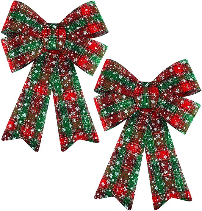 Download Amazon Com Aneco 2 Pack Large Buffalo Plaid Christmas Bows Snowflake Christmas Wreath Bow Christmas Tree Ornaments For Christmas Craft Supplies 12 X 18 Inches Home Kitchen PSD Mockup Templates