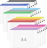 Northern Brothers 24Pcs A4 Plastic Wallets Zip Folders 12 Colors Office School