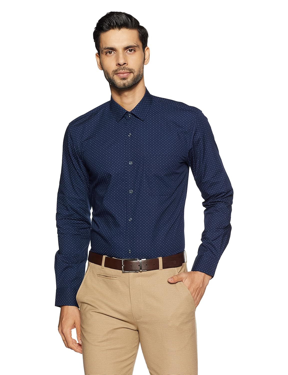 peter england men's printed regular fit formal shirt