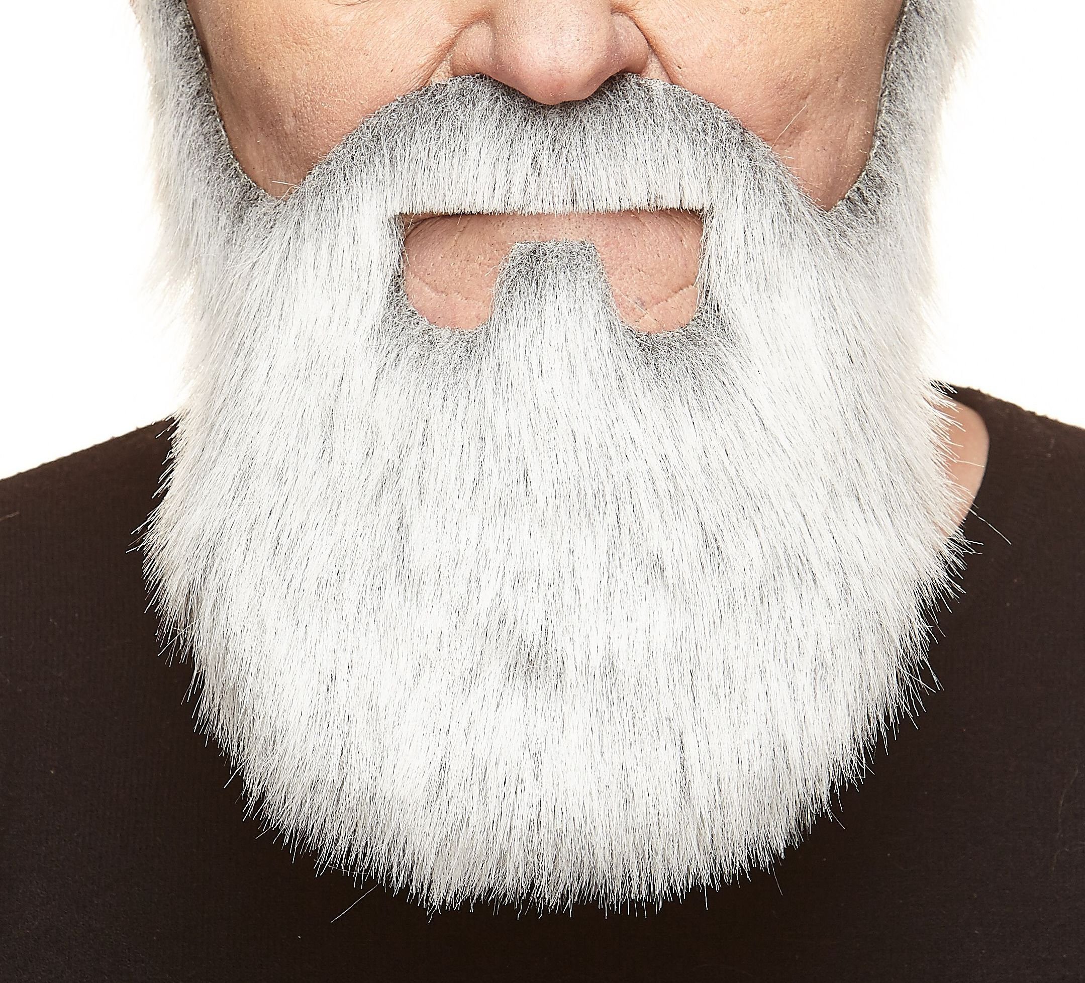 Mustaches Self Adhesive, Novelty, Old Merchant Fake Beard, False Facial Hair, Gray with White Color