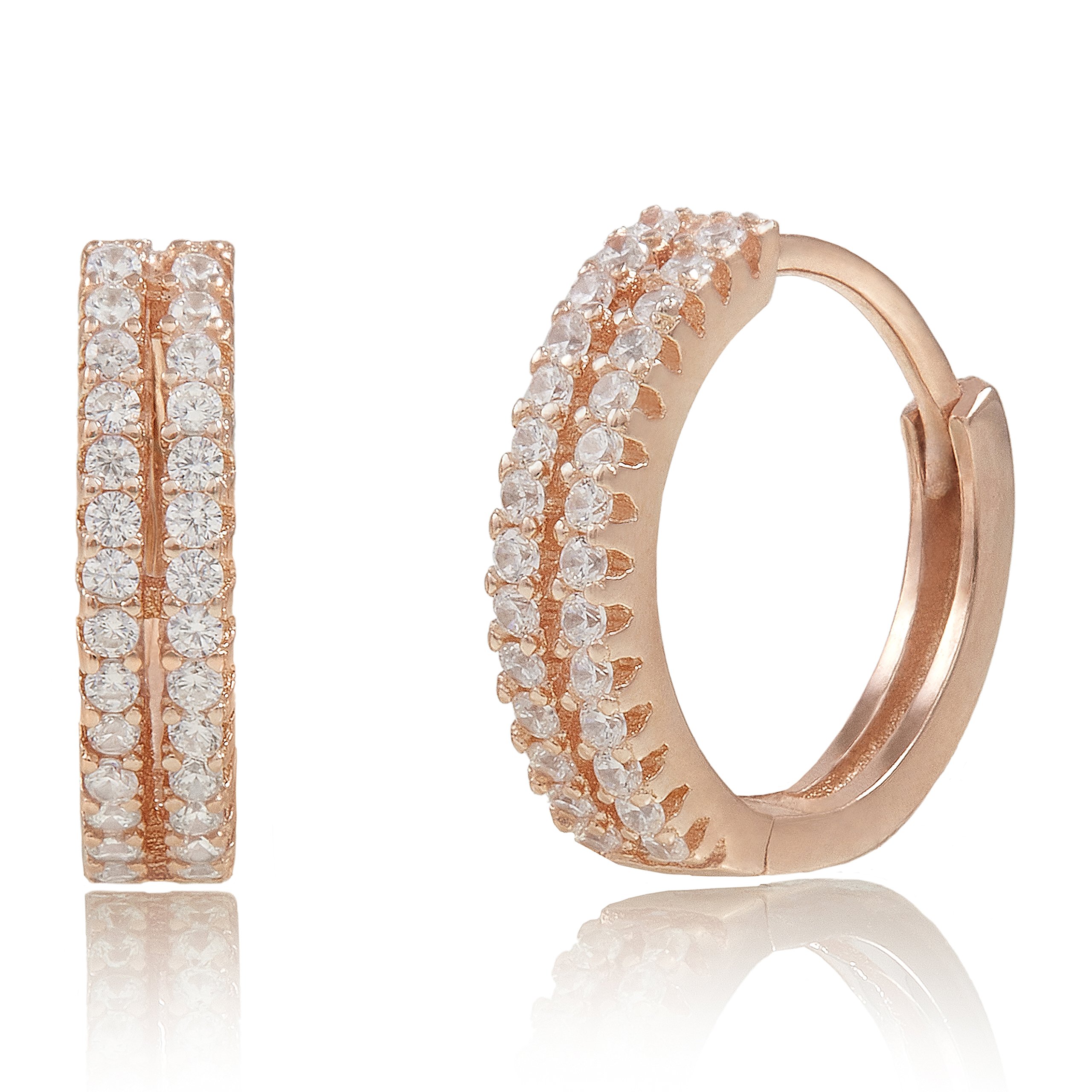 Spoil Cupid Rose Gold-Plated Sterling Silver Cubic Zirconia Huggie Hoop Earrings