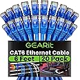 GearIT Cat 6 Ethernet Cable 6 ft (20-Pack) - Cat6 Patch Cable, Cat 6 Patch Cable, Cat6 Cable, Cat 6 Cable, Cat6 Ethernet Cable, Network Cable, Internet Cable - Blue 6 Feet