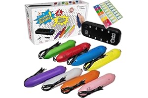 Teacher's Choice 8 Color Handheld Game System - Console Displays First Buzz-in - Great for Jeopardy, Family Feud, Trivia and Buzzer Games - Controller with 8 Joystick Buzzers, 8 Unique Sounds