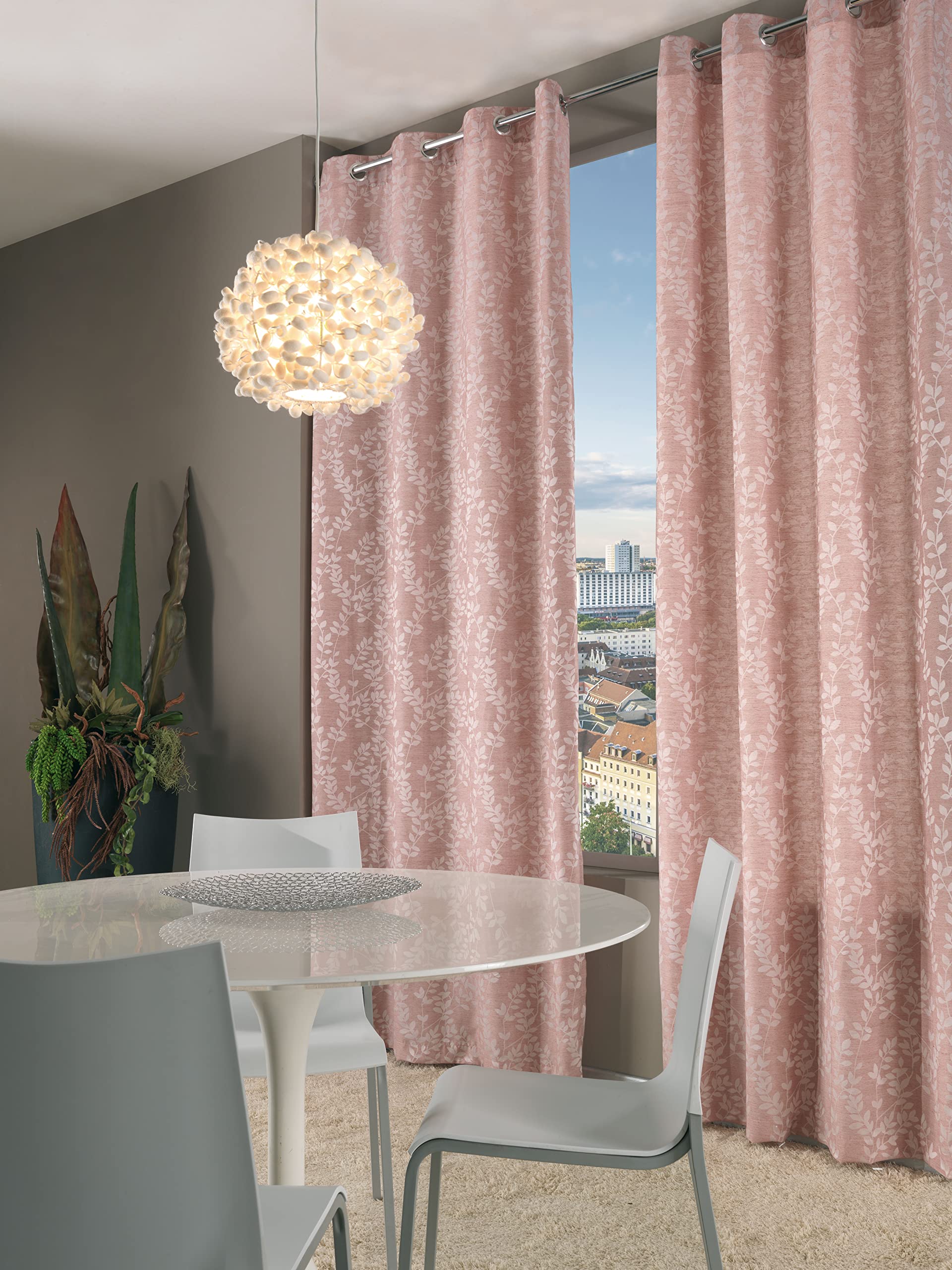 Home Collection Bali Curtain with Rings, Polyester, bordeaux, 280 x 140 x 280 cm