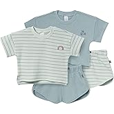 Modern Moments by Gerber baby-girls 4-piece Set (2 Boxy Crop Tops & 2 Dolphin Shorts)