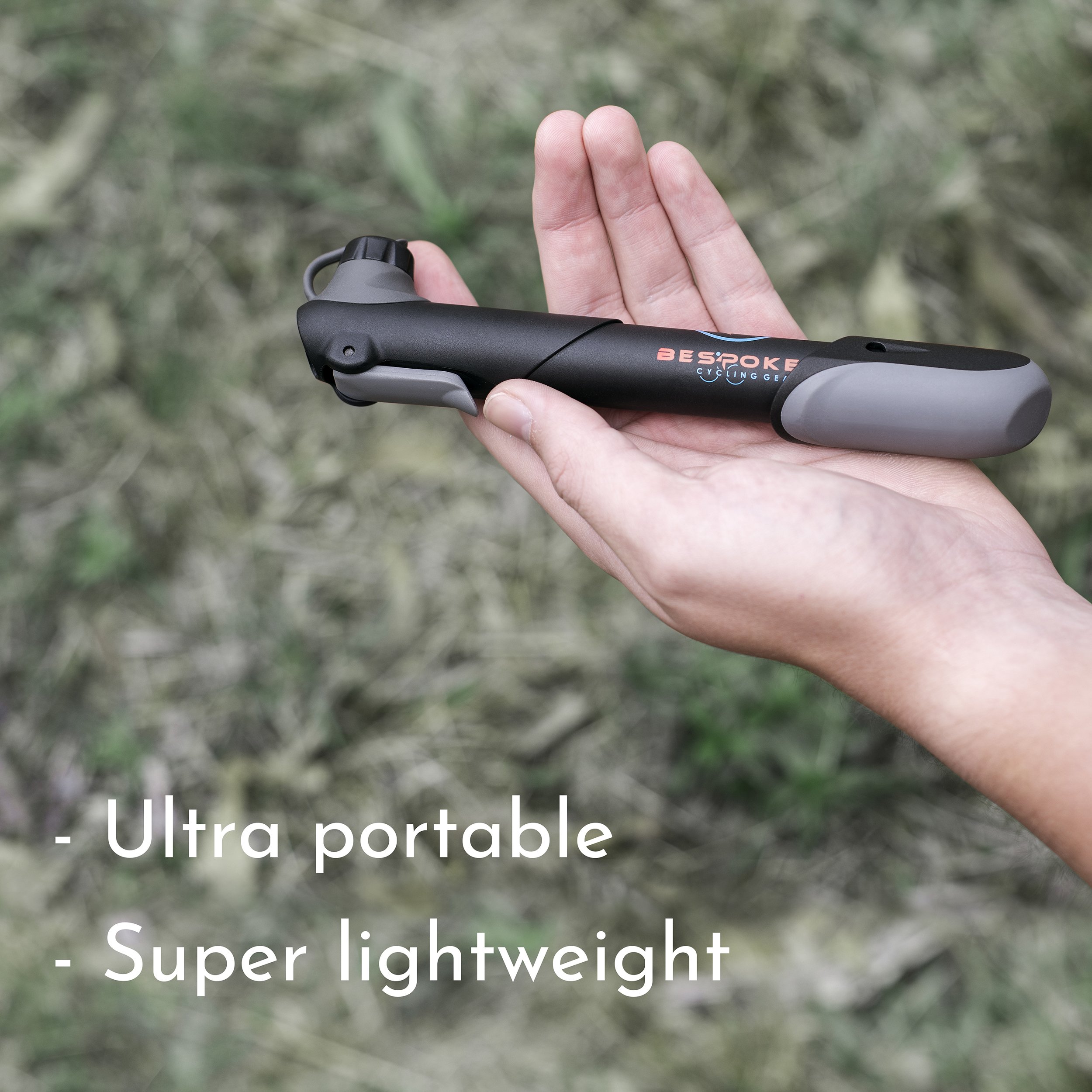 BeSpoke Cycling Gear Mini Bike Pump & Puncture Repair Kit Dual Nozzle