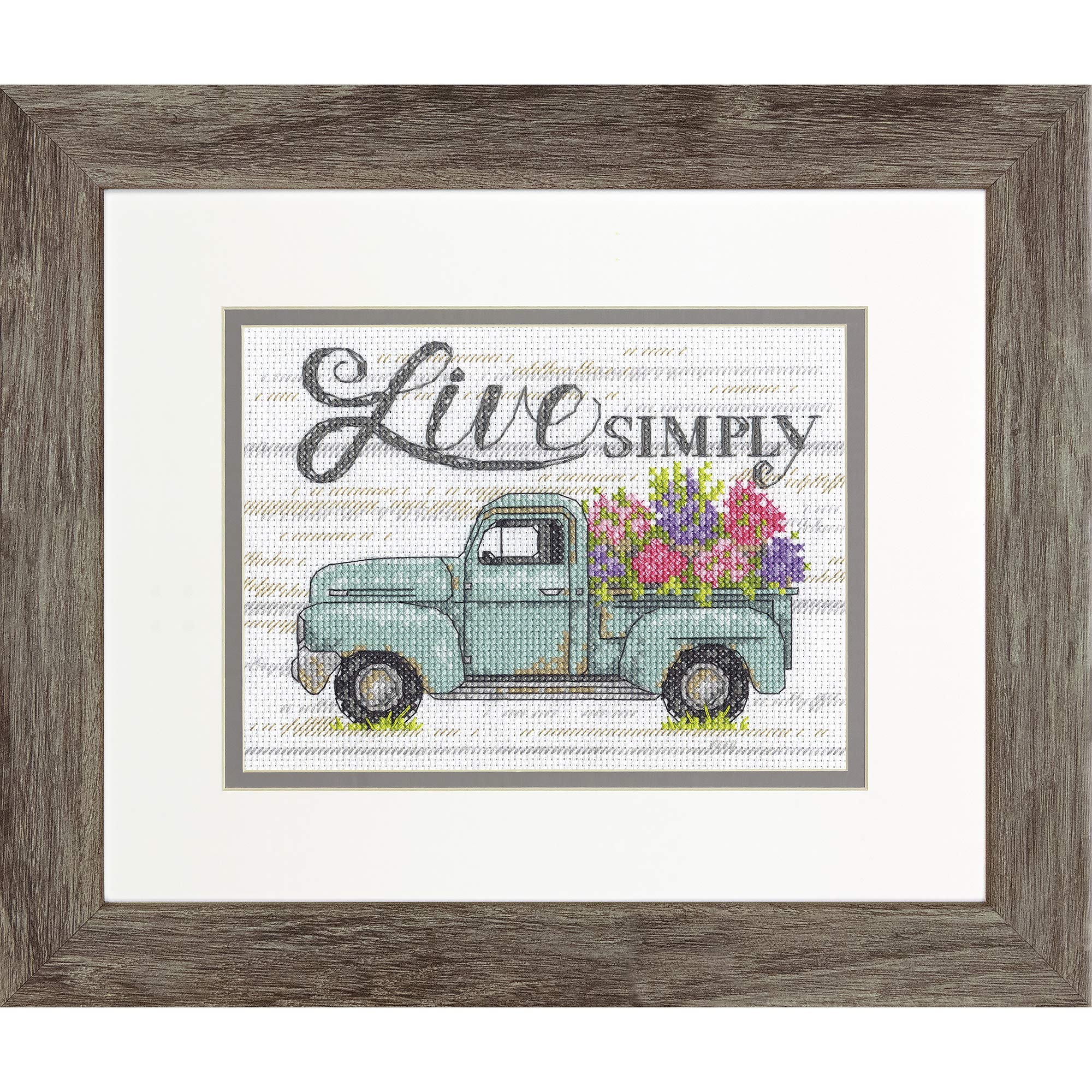 Dimensions 70-65211, Flower Truck, Counted Cross Stitch Kit for Beginners, 7