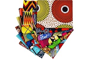 TATUO 12 Pieces African Fabric Fat Quarters African Ankara Wax Print Fabric, Ankara Print Fabric for Sewing, Face Covering Make, Craft Projects and Patch Work DIY (50 x 40 cm/ 19.5 x 15.7 Inches)