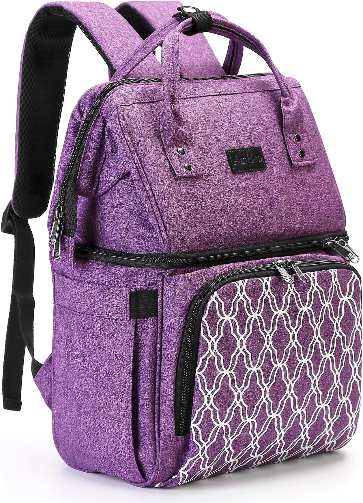 AmHoo Insulated Lunch Box Cooler Backpack Waterproof Leak-proof Lunch Bag Tote For Men Women Hiking Beach Picnic Trip with Strongest YKK Zipper Purple
