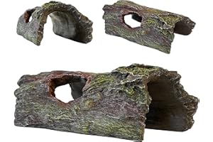MAGTARA Log Hideout Rainforest Series - Reptile Wood Hide, Basking Rock, Terrarium & Aquarium Decor, Decorative Resin for Lizards, Fish, Snakes, Amphibians, Small Animals