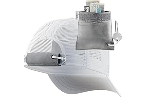 FattyPack - Attachable Storage Pocket for Hats - Store Cash, Medicine, Gum, Keys, Pencils, Pens, Golf Tees, etc. Black/White