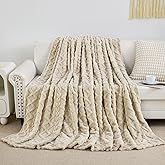 Aganear Twin Blanket - 3D Stylish Design, Lightweight Blanket Super Soft, Fluffy, Warm, Decorative Present for All Seasons, Portable Throw Blankets for Couch, Sofa, Bed, Car(60"×80", Khaki)