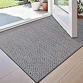 DEXI Ultra Thin Door Mat Indoor Entrance 24x36, Non Slip Rubber Backed Entryway Mats Dirt Trapper, Low Profile Front Doormat for Inside Entry, Patio, Porch, Grey