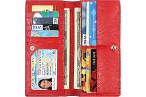 Lavemi Ultra Slim Thin Leather Women Wallet RFID Blocking Credit Card Holder Bifold Long Ladies Billfold
