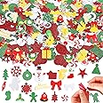 JULBEAR 300 Pieces Christmas Foam Stickers Glitter Self Adhesive Stickers for Crafts Holiday Foam Stickers Greeting Cards Hom