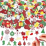 JULBEAR 300 Pieces Christmas Foam Stickers Glitter