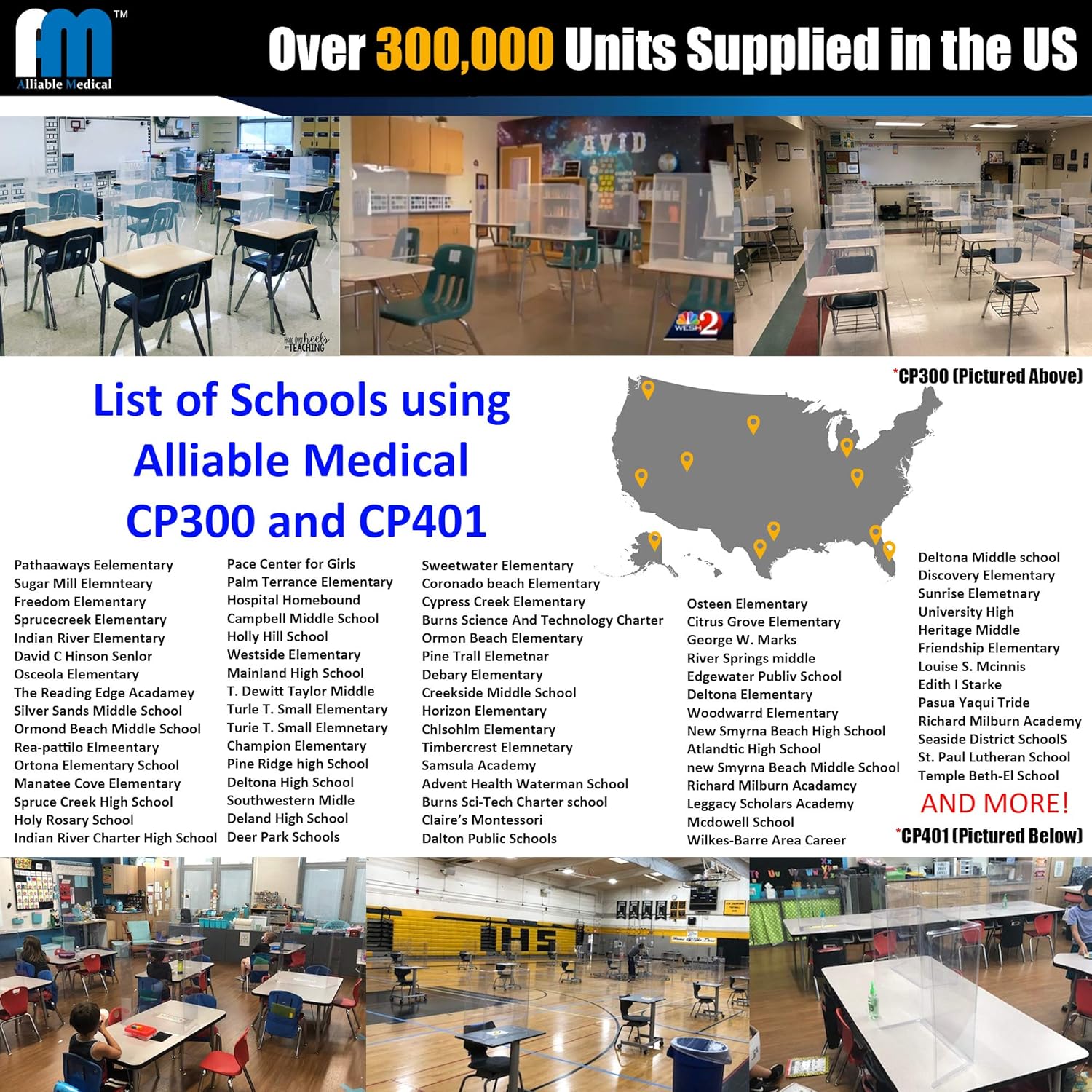 [2 Pack]- Alliable Medical CP501 - [Sneeze Guard Partition/Desk Shield/Counter] - [Shatterproof] - [Lightweight and Portable] - All Applications - Classroom, Schools, Restaurants, Cafe, Business : Office Products