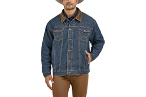 Wrangler Men's Cowboy Cut Western Lined Denim Jacket, Denim/Blanket, Large