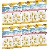 Powermax Size 10 Hearing Aid Batteries, 60 Count Long-Lasting Battery Pack, Yellow Long Tab for Easy Change