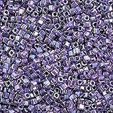 Miyuki Square/Cube Beads 1.8mm Purple Opaque AB Luster APX 20 Gram Vial Japanese Glass Beads
