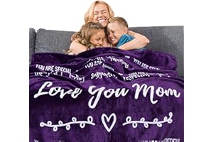 FILO ESTILO Mom Blanket, Mother's Day Gifts, Birthday Gifts for Mom from Daughter or Son, A Warm Hug of Love, Presents for Mom for Birthday, Mother in Law Gifts 60x50 Inches (Purple Violet, Fleece)
