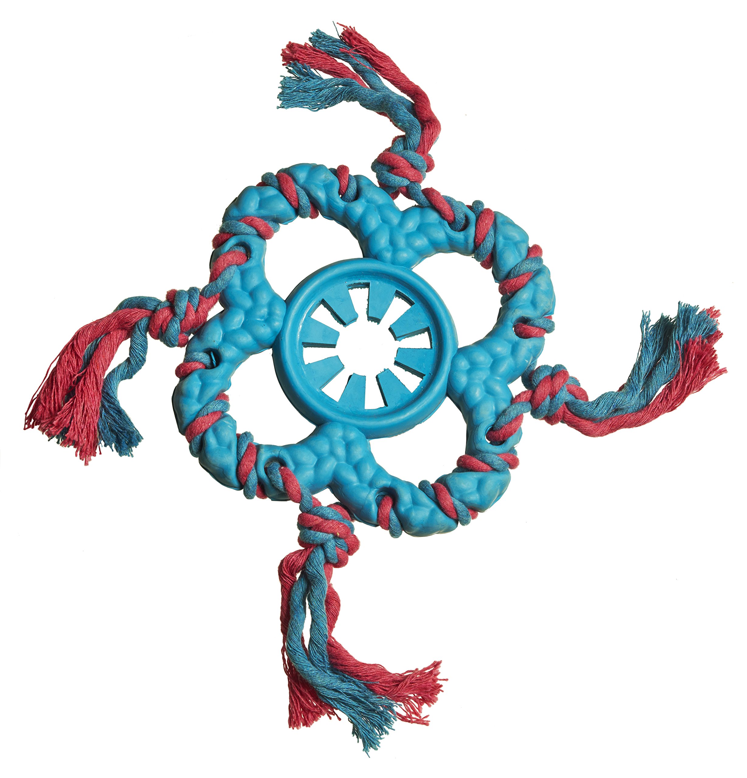 Pistachio Pet Dog Toy - Rubber And Rope Fetch Toy (17 cm/7", Blue)