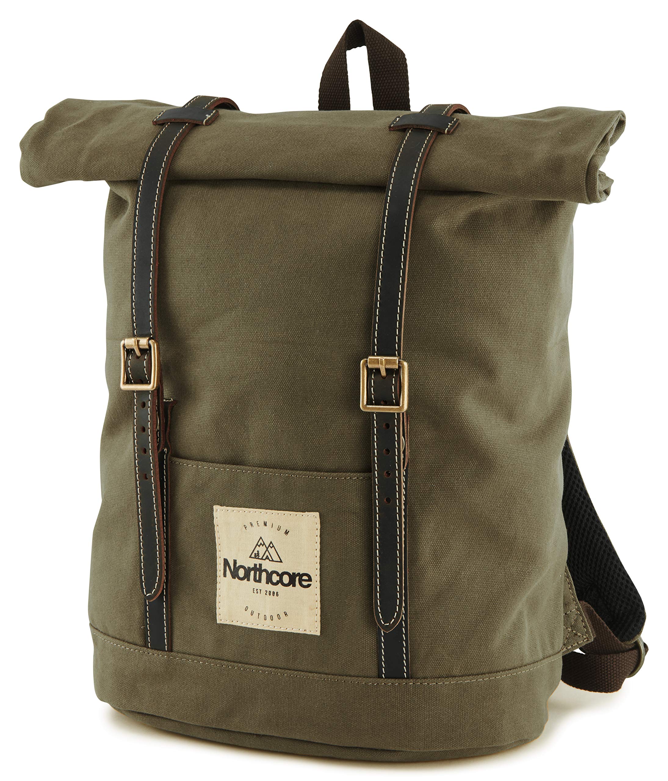Northcore Surfing and Watersports Accessories - Waxed Canvas Back Pack Rucksack Bag - Olive Green - Breathable