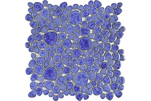 SOMERTILE Merola Tile Pebble Blue Cloud 10.88" x 10.75" x 6 mm Porcelain Mosaic Tile (10 Tiles/8.6 sqft.) (FKOPS144)