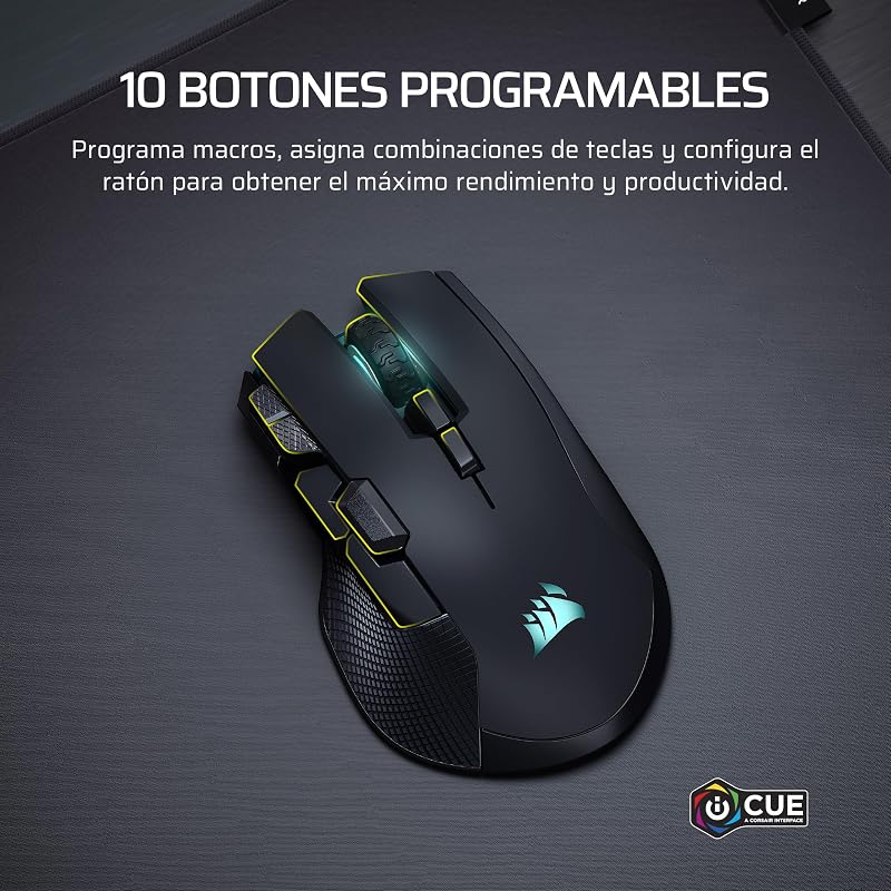 Rato de gaming IRONCLAW Wireless SE – 26.000 DPI, Design Ergonómico para Mãos Grandes, 10 Botões Programáveis, para MOBA, FPS, MMO – Preto