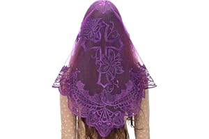 Bozidol Catholic Lace Mantilla Veil - Marian Apparitions Embroidery Spanish Church Mass Scarf Chapel Prayer Christian Veil