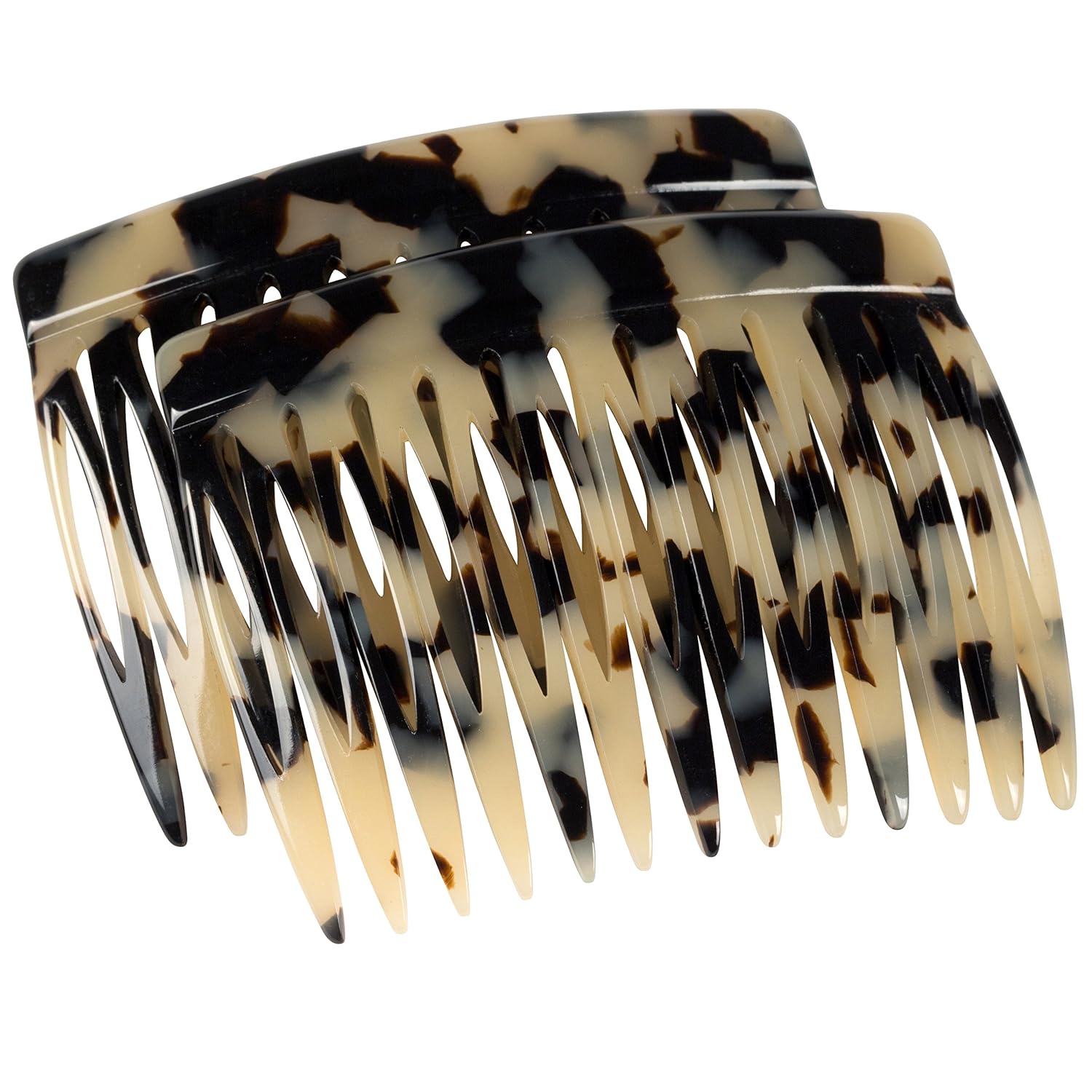 Charles J. Wahba Side Comb (Paired) - 13 Teeth (Mock Tortoise Color) Handmade in France : Decorative Hair Combs : Beauty