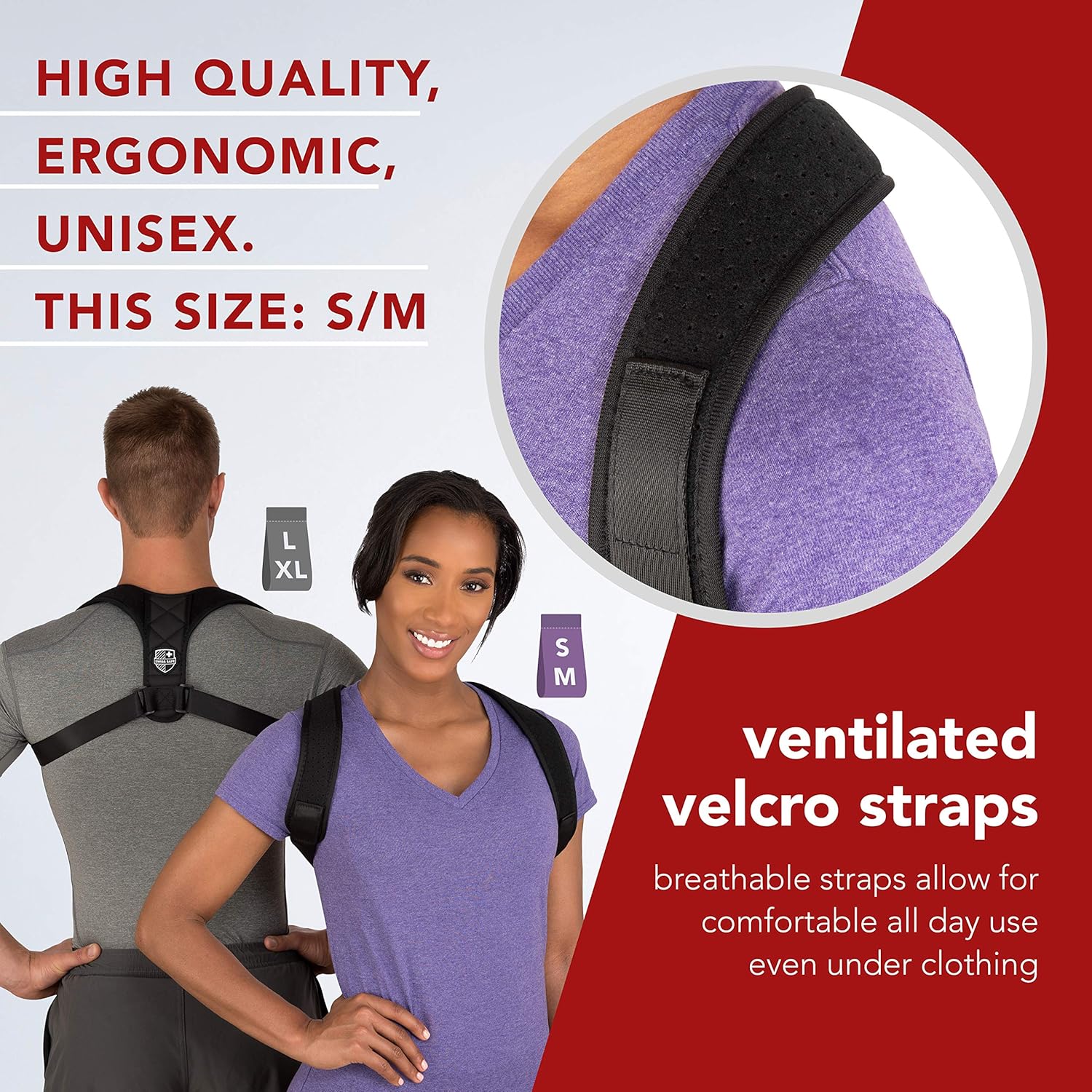 Swiss Safe Posture Corrector for Men/Women - Stylish & Discreet Ergonomic Back Straightener Brace for Proper Posture & Spinal Pain Relief (Black, Small/Medium): Industrial & Scientific