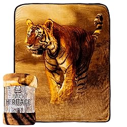 Northwest Savanna Tiger Oversized Raschel Throw