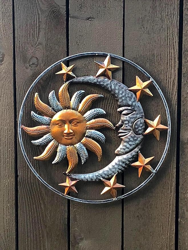 Large Metal Sun Moon Star Wall Art Sculpture Decor