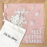 Felt Letter Board, 10x10in Changeable Letter Board with Letters White 300 Piece - Felt Message Board, Oak Frame Wooden Letter