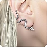 PEALICIOUS Silver Snake Earrings, Gothic Jewelry as Gothic Costume Women Snake Jewelry for Women as Halloween Costume Halloween Jewelry for Snake Accessories (1.5 inches-2 inches)