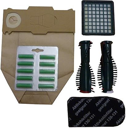 Mister vac A922 20 Staubsaugerbeutel geeignet Vorwerk Kobold VK 130/131/ Hepa Filter/Aktivkohle/Rundbürsten / 20 Duftstäbchen